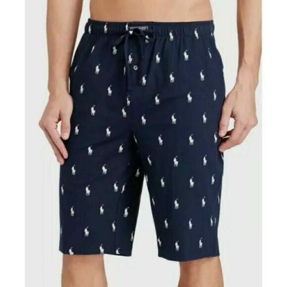 Polo Ralph Lauren Men's Sz Small Navy "All Over Pony Print" Cotton Sleep Shorts - Picture 3 of 3